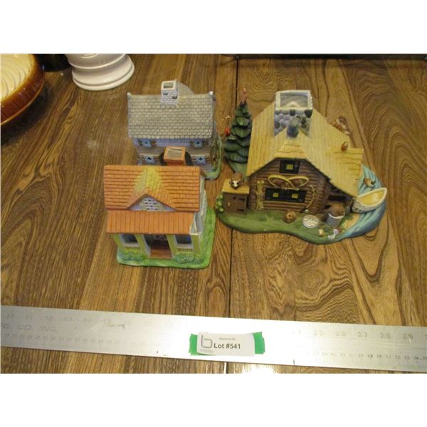 (3) Party Lite Candle Ceramic Houses - for Tea Lights
