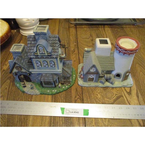 (2) Party Lite Candle Ceramic Houses - for Tea Lights