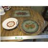 Image 1 : Cherry Pie Plate & (2) Metal Rod/Glass Serving Platters