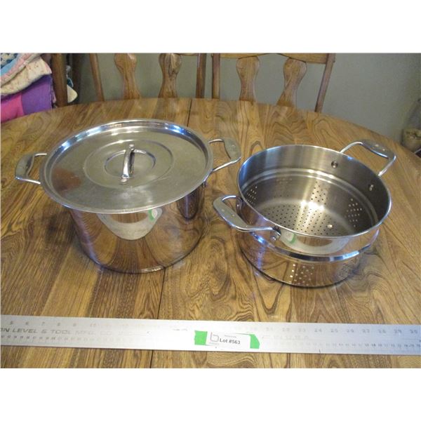 Large Stainless Steel Pot w/Steamer Basket & Lid