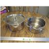 Image 1 : Large Stainless Steel Pot w/Steamer Basket & Lid