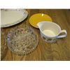 Image 2 : Sunflower Gravy Boat, (6) Glass Serving Dishes, Platter, Yellow Plate & Trivet