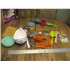 Image 1 : Various Kitchen Items - Dishes, Cheese Grater/Container, Plastic Cups, Tupperware Measuring Cups, Ba