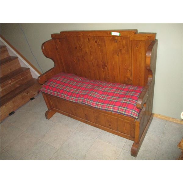 Sitting Bench (49" Long 40" Tall) w/Cushion & Storage Compartment