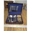 Image 1 : International Stainless Steel Flatware Set w/Wooden Box , S & P Shakers, Napkin Rings, Candle Holder