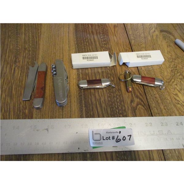 Bullet Key Chain, (5) Pocket Knives