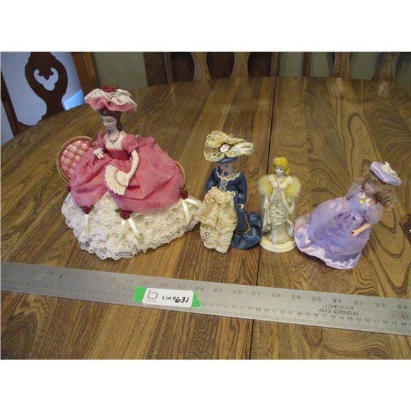 (4) Dolls - 1 is Hand Crafted 9"- 3 Mini 5.5"