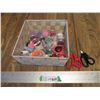 Container of Crafting Items - Thread, Beads, Needles, Sicossors