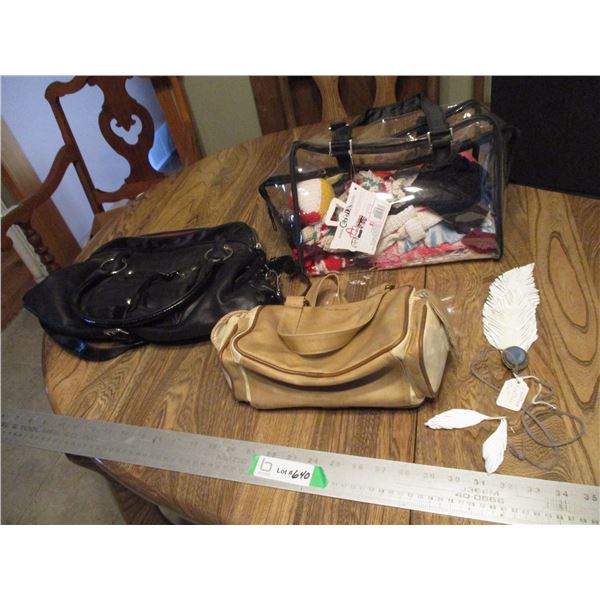 (2) Purses, Leather Feather Set