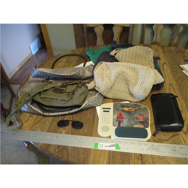 (6) Purses and Bird Calculator/ Noise Maker