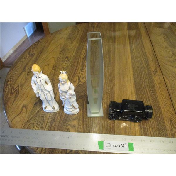 Vase, Car Bottle, (2) Figures