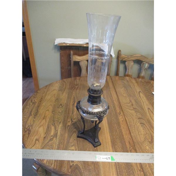 Oil Lamp w/ Shade - 23" Tall