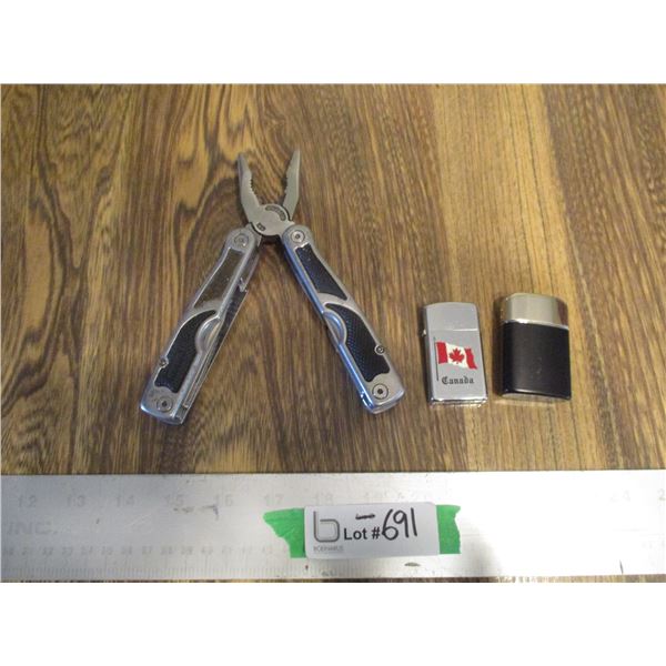 Multi-Tool and (2) Lighters - 1 Zippo