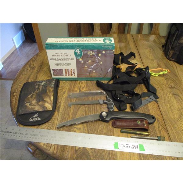 Gerber Saw kit w/ Case, Micro Lights, Straping w/ Sharpening Stone