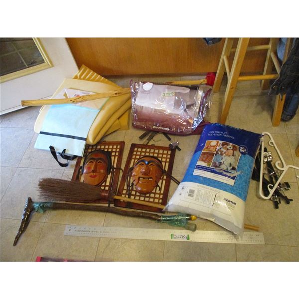 Polyester Fiberfill, (2) Wooden Masks, Misc.