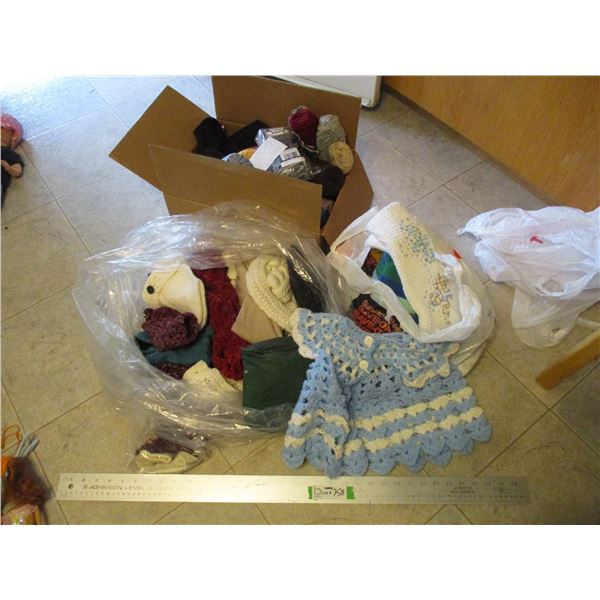 Yarn, Misc. Gloves, Various Knitted Items