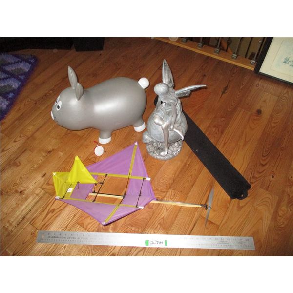 17" Statue, Kite, Stuffed Rabbit
