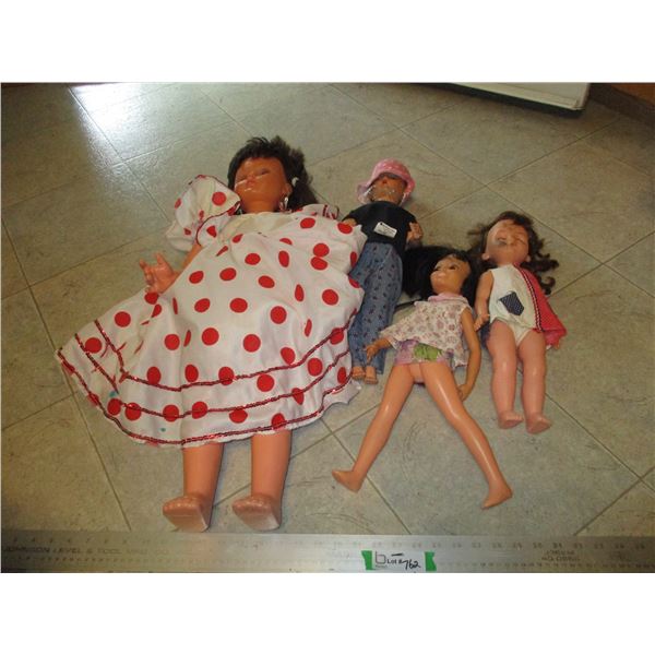 (4) Dolls - 1 is Hand Crafted 9"- 3 Mini 5.5"