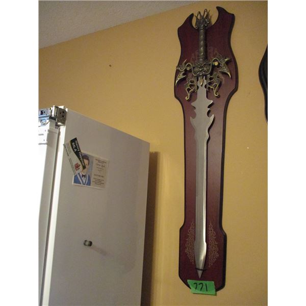 Decorative Long Sword on Wall Hanger - 44"