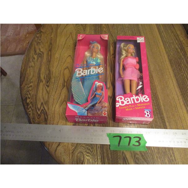 (2) Barbies in Box - Mermaid Barbie and Barbie