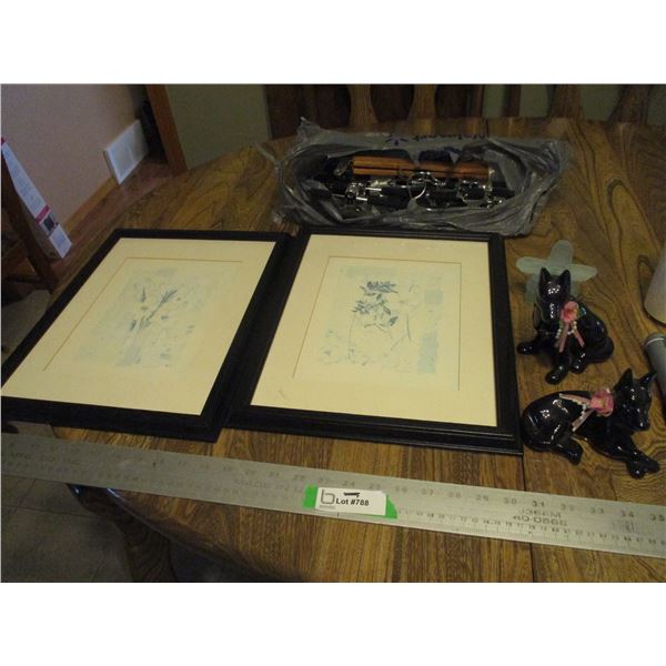 Framed Prints 15 x 12, Dog Figures, Rock Statue and Hangers