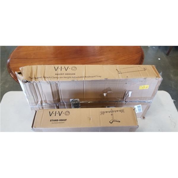 VIVO DOUBLE MONITOR MOUNT AND CLAMP ON TRAY