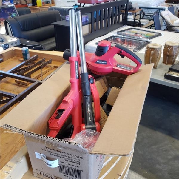 POWER SMART 20V BLOWER AND TRIMMER WITH BATTERIES AND CHARGER