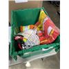 Image 2 : TOTE OF ASSORTED SAFTEY GEAR, WORK GLOVES, BACK SUPPORTS ETC