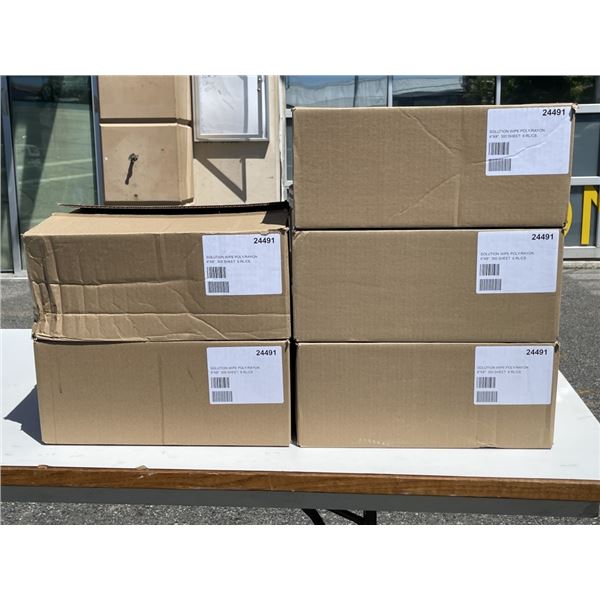5 CASES OF SHOP WIPES, 6 INCH X 8 INCH 300 PER ROLL, 6 ROLLS PER CASE