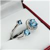 Image 2 : STERLING SILVER NATURAL BLUE TOPAZ (1.92CT) RING, SIZE 4.75, W/A $630.00. BLUE TOPAZ IS THE BIRTHSTO