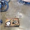 Image 1 : LARGE GLASS VASE AND DECORATIVE BIKE CLOCK