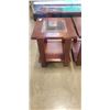 Image 2 : TWO MATCHING WOOD WITH GLASS INSERT SIDE TABLES