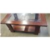 Image 2 : WOOD WITH GLASS INSERT COFFEE TABLE