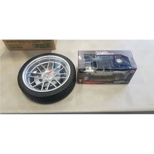MAN CAVE CLOCK AND DIECAST CAR