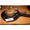 Image 1 : 2 Cast Iron Frying Pans and Cast Iron Lidded Pot