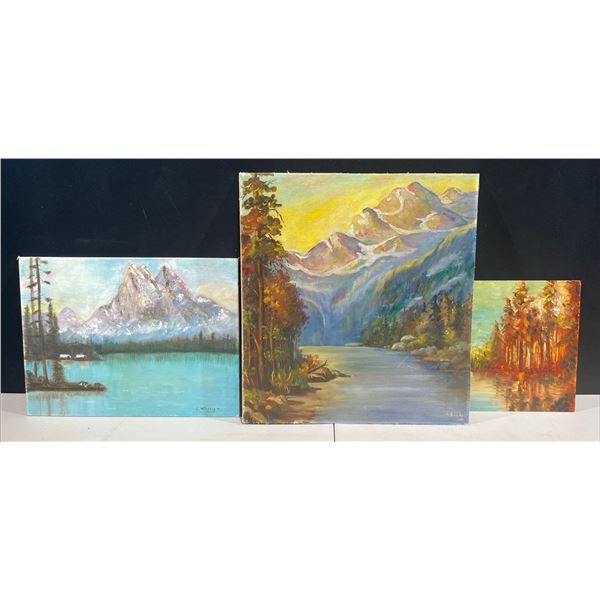 E. Mercier, F. Gobbert, Unknown - Landscape Oil Paintings on Boards and Canvas Unframed