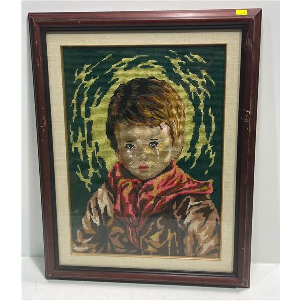 Needlework Portraits, Originals and a Print (11.5wx15.5h, 13.5wx19h, 12wx16h)