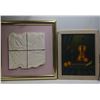 Image 1 : Leslie-Fibre Glass 3D sculpture (27.5wx27.5h), Tiranzia-Original Still Life (16wx20h, damaged frame)