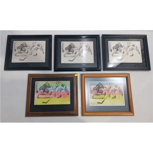 Hunter - 5 Hockey Player Etchings (7.75wx5.5h)