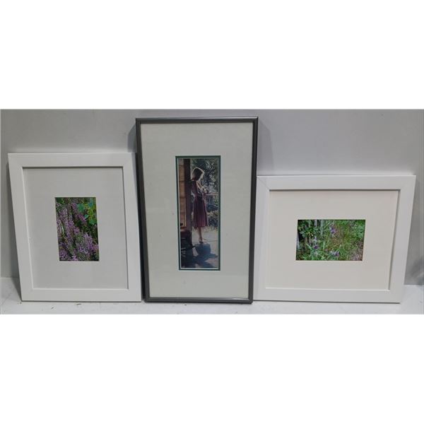 Collection of Framed Wall Art Photographs 4Wx 3.5H, 4Wx5.5H and Watercolour Print 3.5Wx9.5H
