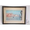 Image 1 : Framed original watercolour painting of a Venetian canal scene, signed by artist Cecil King, 11 1/2"