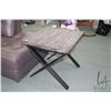 Image 2 : Indoor/ outdoor faux weathered wood on metal bases coffee table 19" H X 47" X 24" and a matching 24"