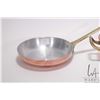 Image 2 : Four piece small copper and aluminum sauce pan set including 5" sauce pan, 6 1/2" egg pan, small 3" 
