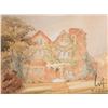 Image 2 : Two vintage framed watercolours including large brick mansion and gardens, no signature seen 8 1/4" 