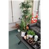 Image 1 : Selection of showhome decor including faux plants, leather wrapped tray, candles, glazed ceramic bud