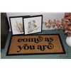 Image 2 : Selection of showhome decor including rubber backed jute door mat, framed watercolour painting artis