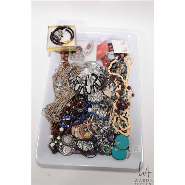 Tray lot of quality collectible costume jewellery including beaded necklaces, Haida, gemstones, brac