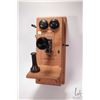 Image 1 : Northern Electric oak cased wall phone, internal including two dry cell batteries, note: ear piece i