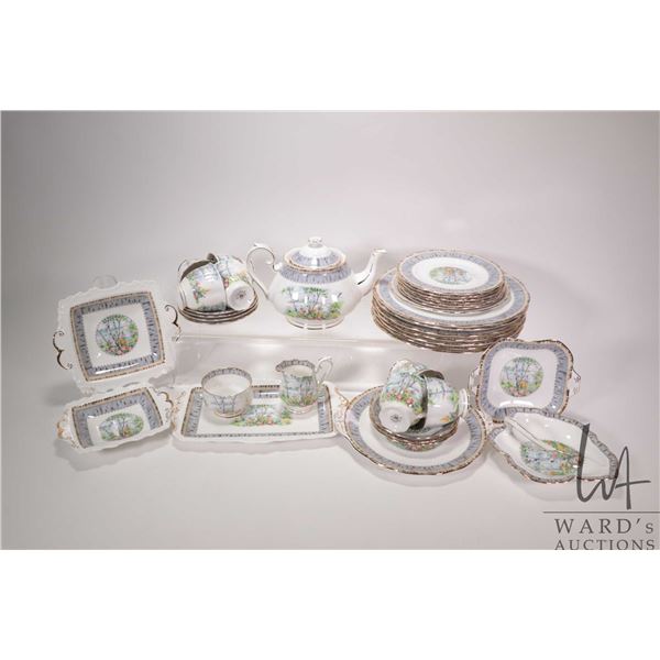Selection of Royal Albert "Silver Birch" bone china dinnerware including seven 10 1/2" plates, one 8