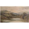 Image 2 : Two antique gilt framed oil on board paintings including mountain scene, signed by artist (?), 7 1/2
